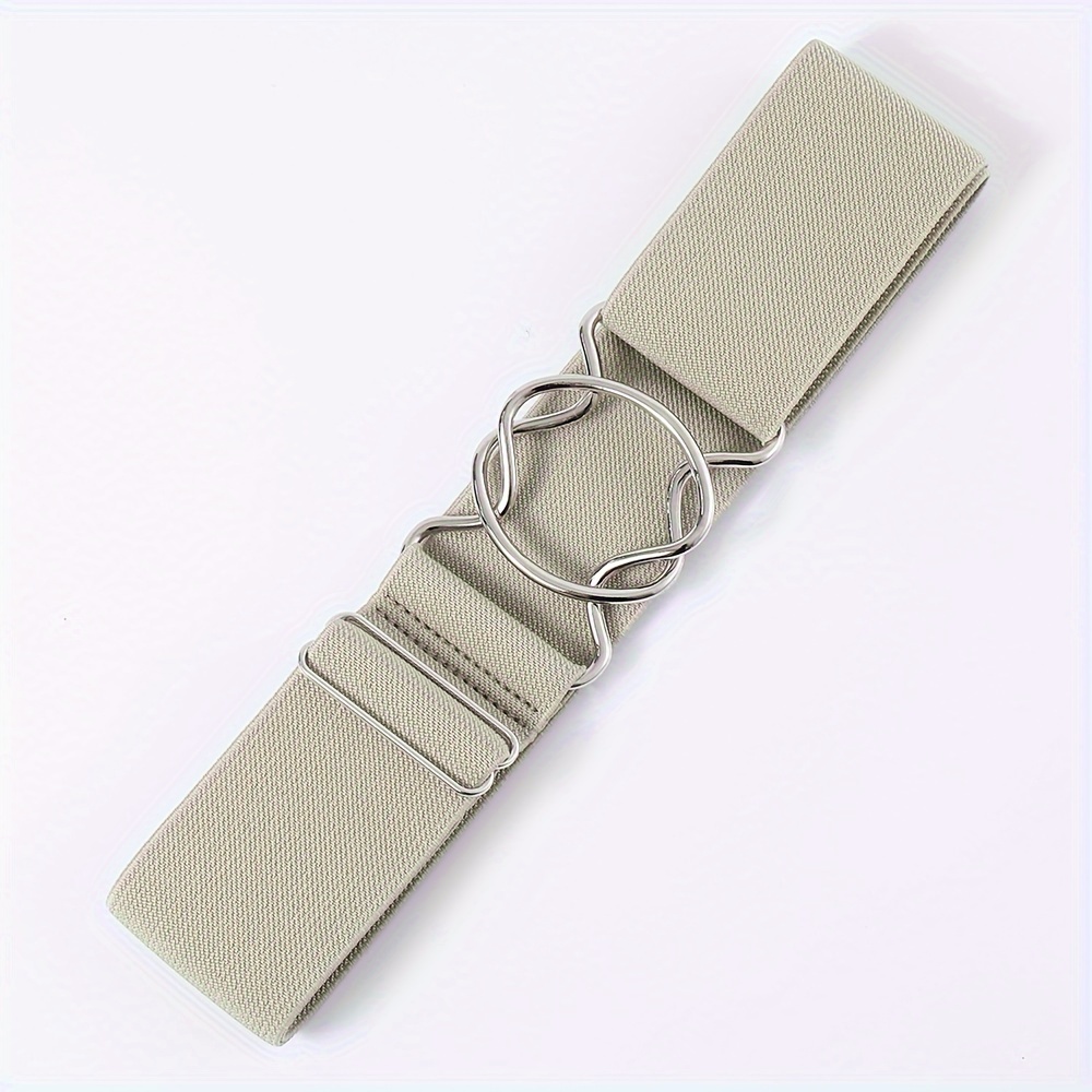 Adjustable Stretch Belt Elastic Waistband Dual Loop Buckle Casual Style